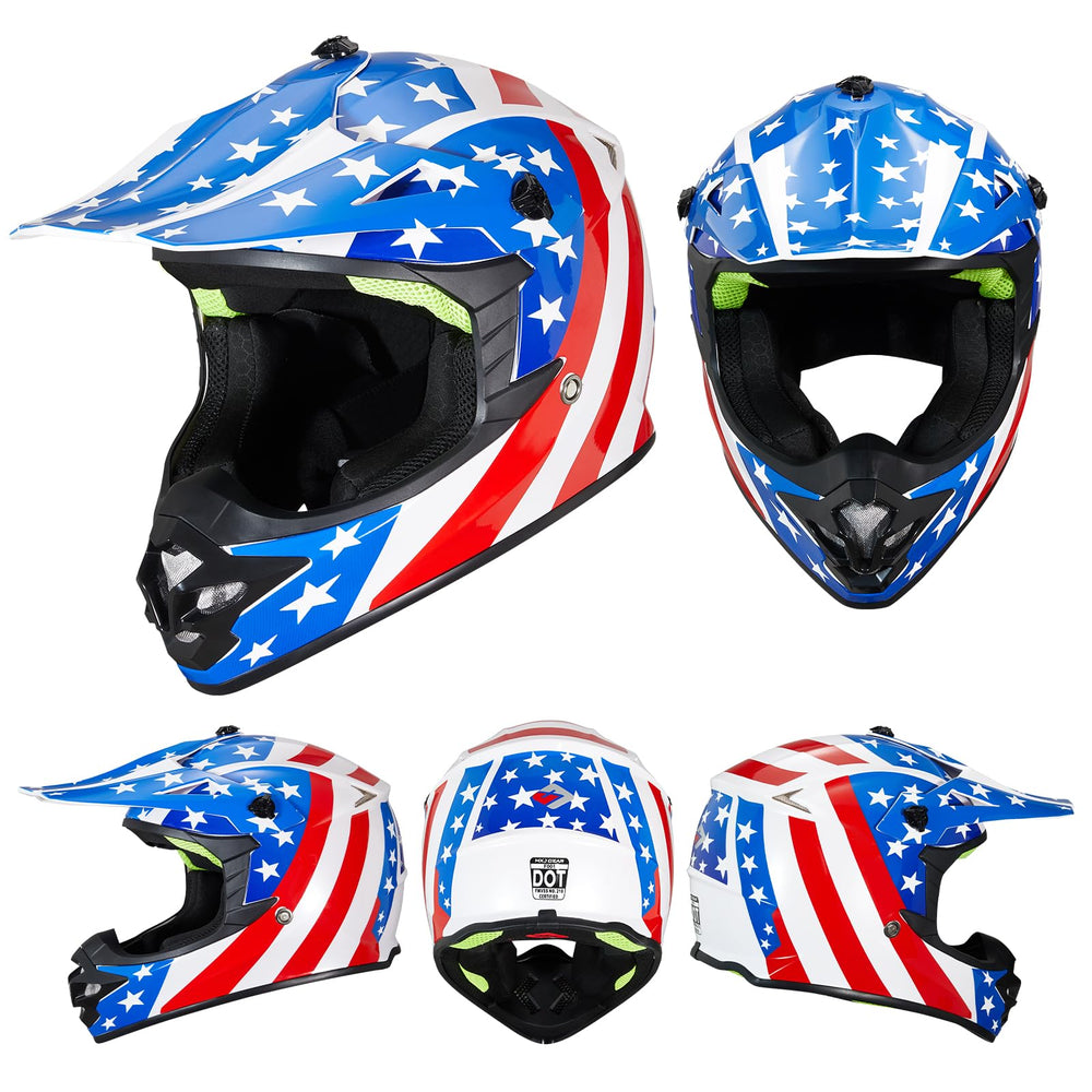 MXJ Gear youth helmet with goggles included for complete off-road readiness.