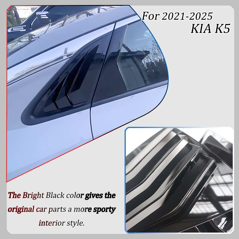 MXkanos bright black window louvers on Kia K5/Optima – sporty look and secure adhesion