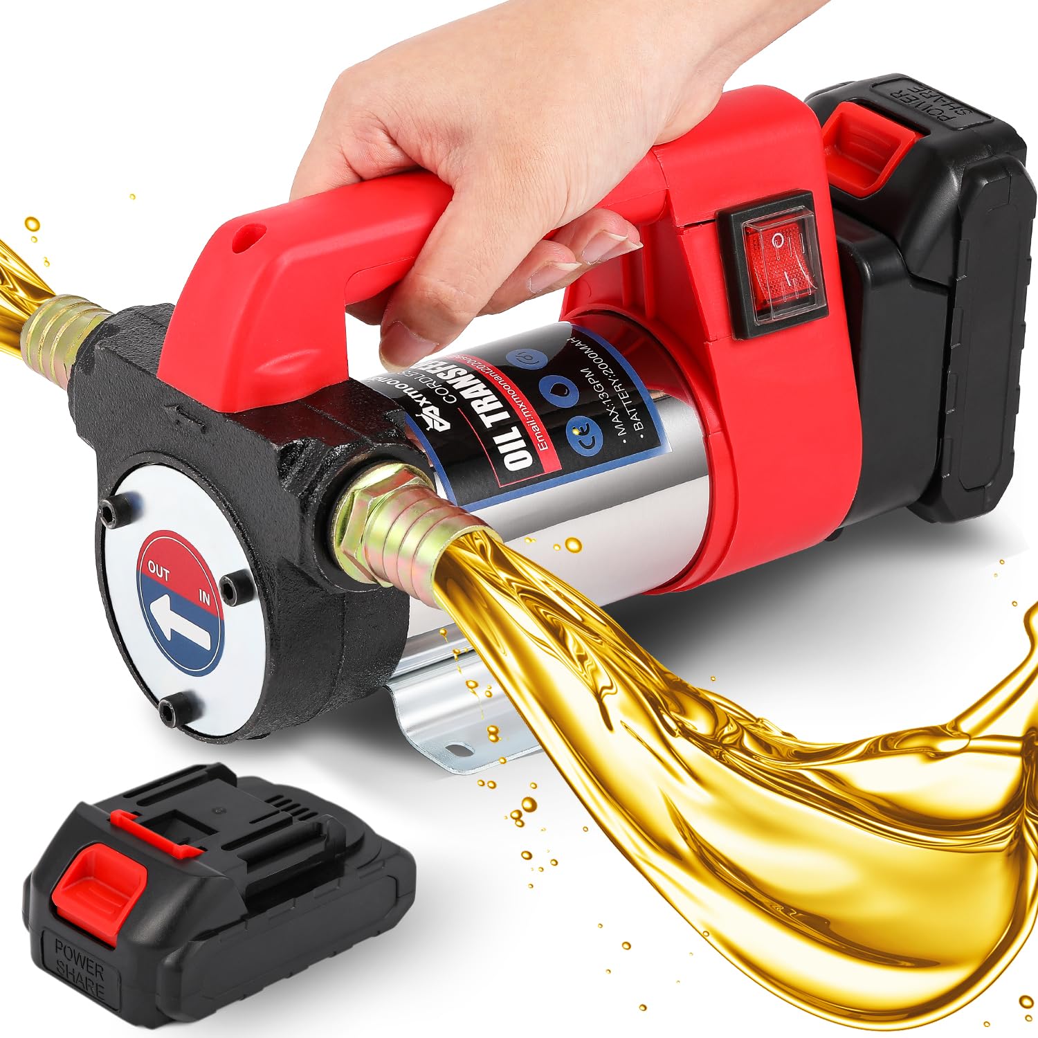 Mxmoonant cordless diesel transfer pump in use for fast, portable fueling.