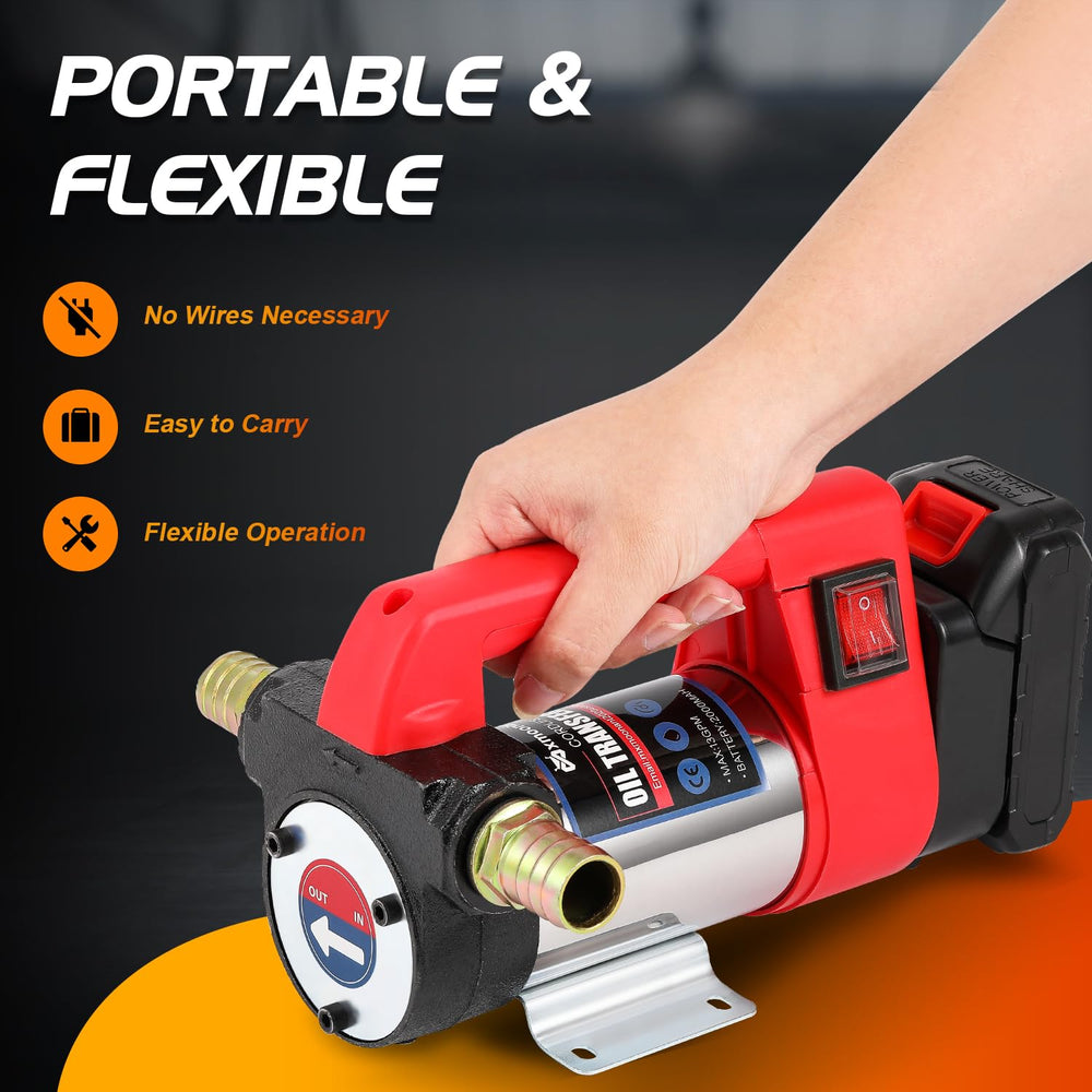 Two 2000mAh battery pack powers the cordless pump for flexible setups.