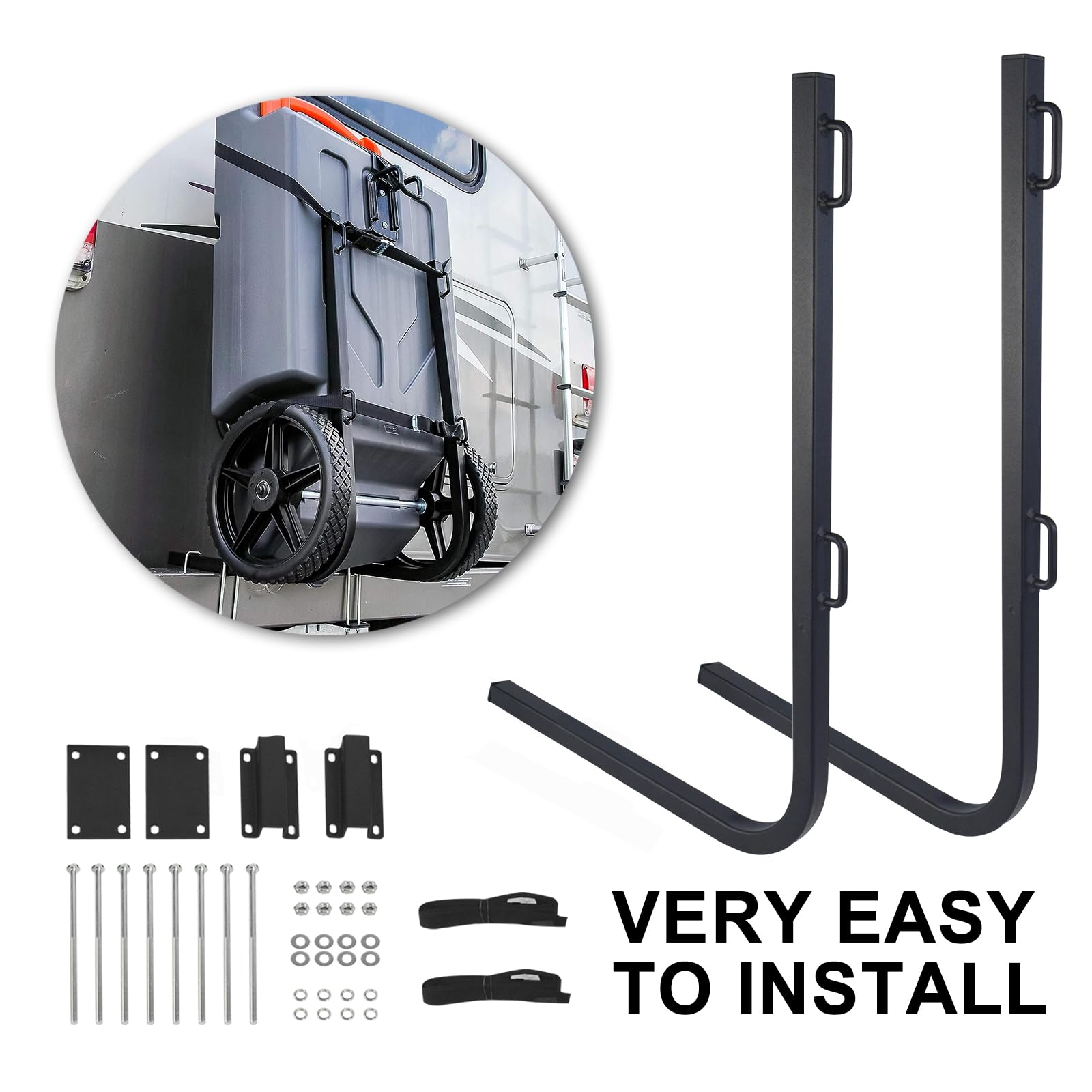 MY RUSTIC RV bumper rack with zinc-coated hardware ensures durable, weatherproof performance.