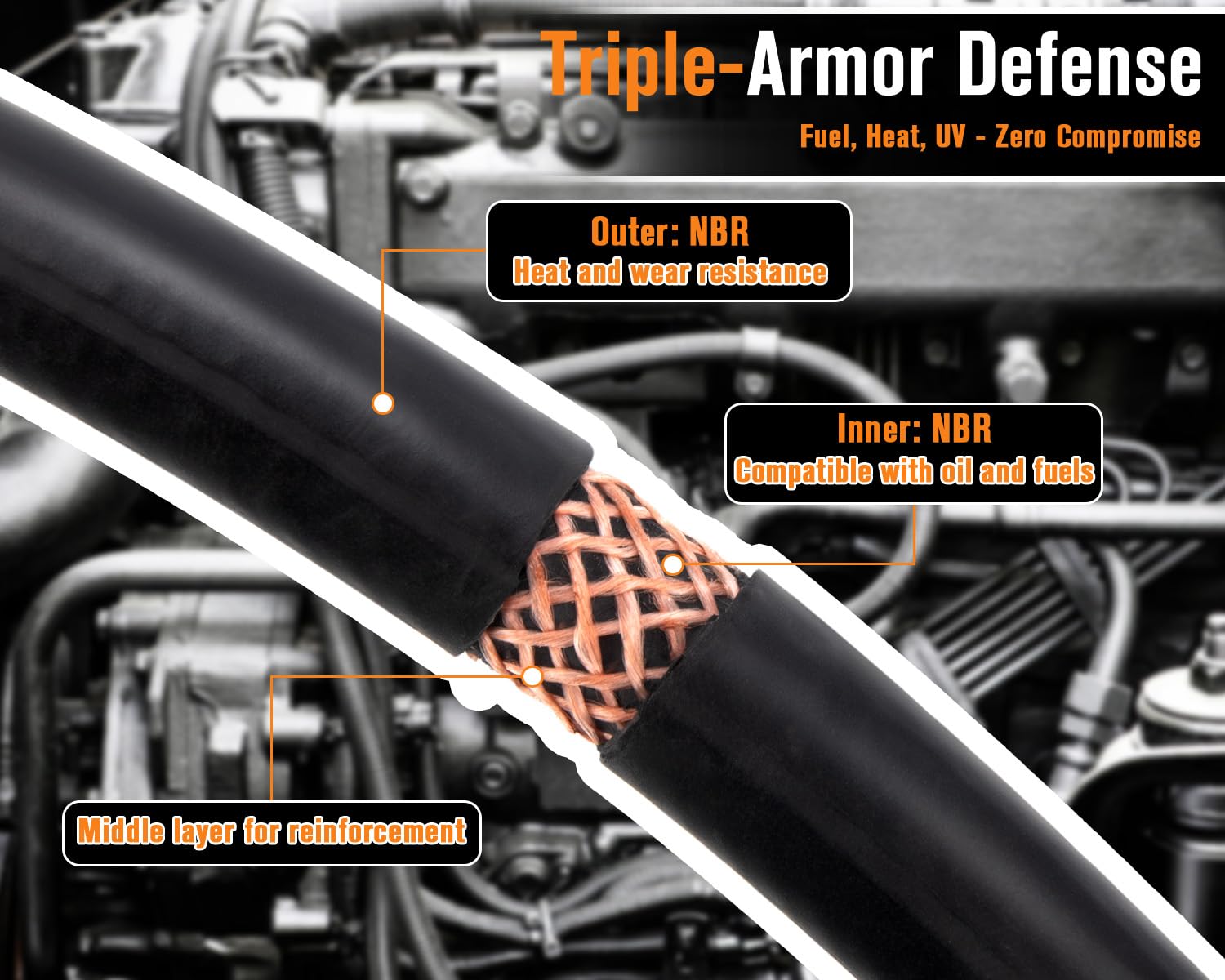 mycheng fuel line temperature range supports cold starts and hot engine operation.