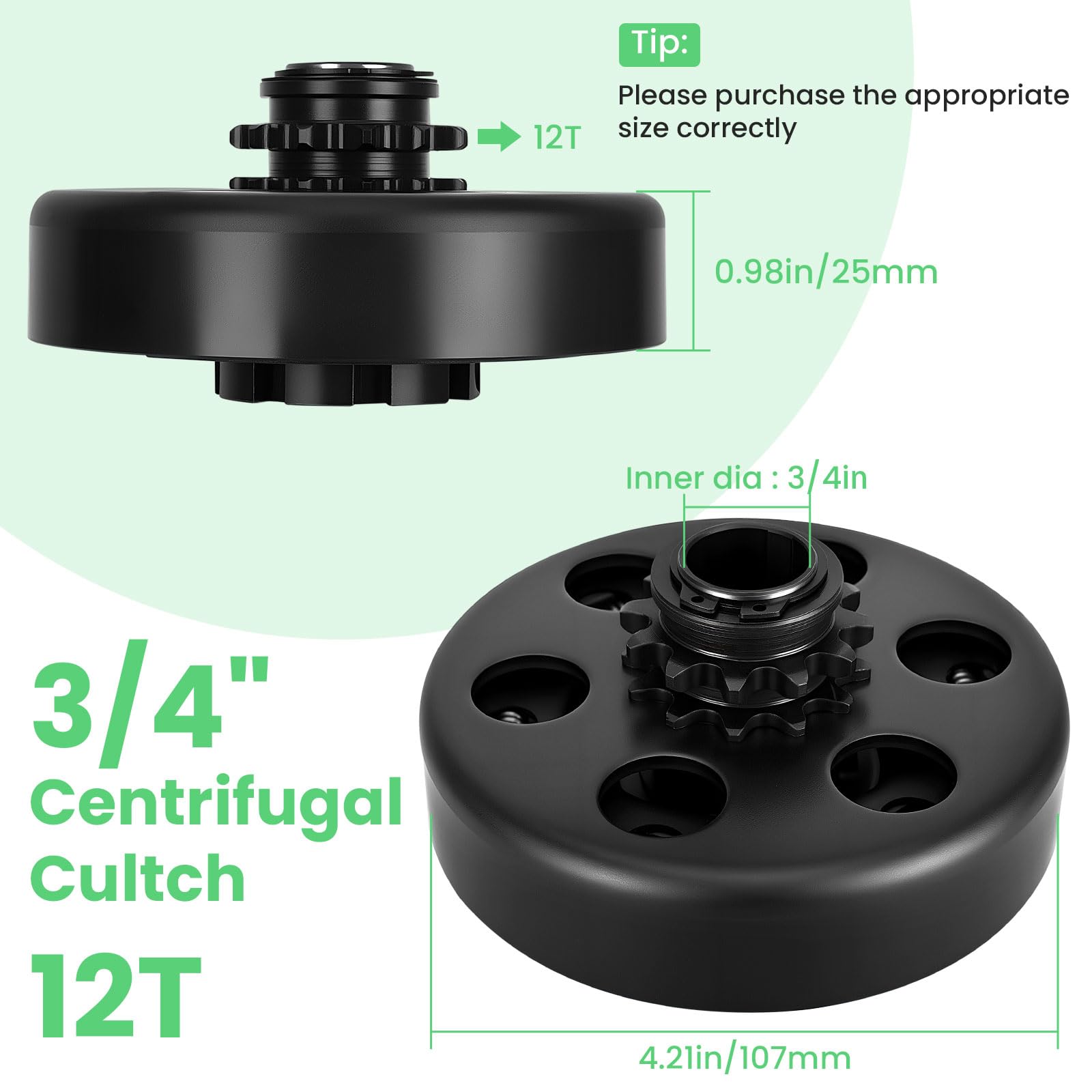 mycheng Predator 212 clutch kit with 12T gear reduces noise for quieter rides.