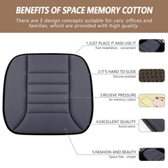 MYFAMIREA memory foam car seat pad provides soft support.