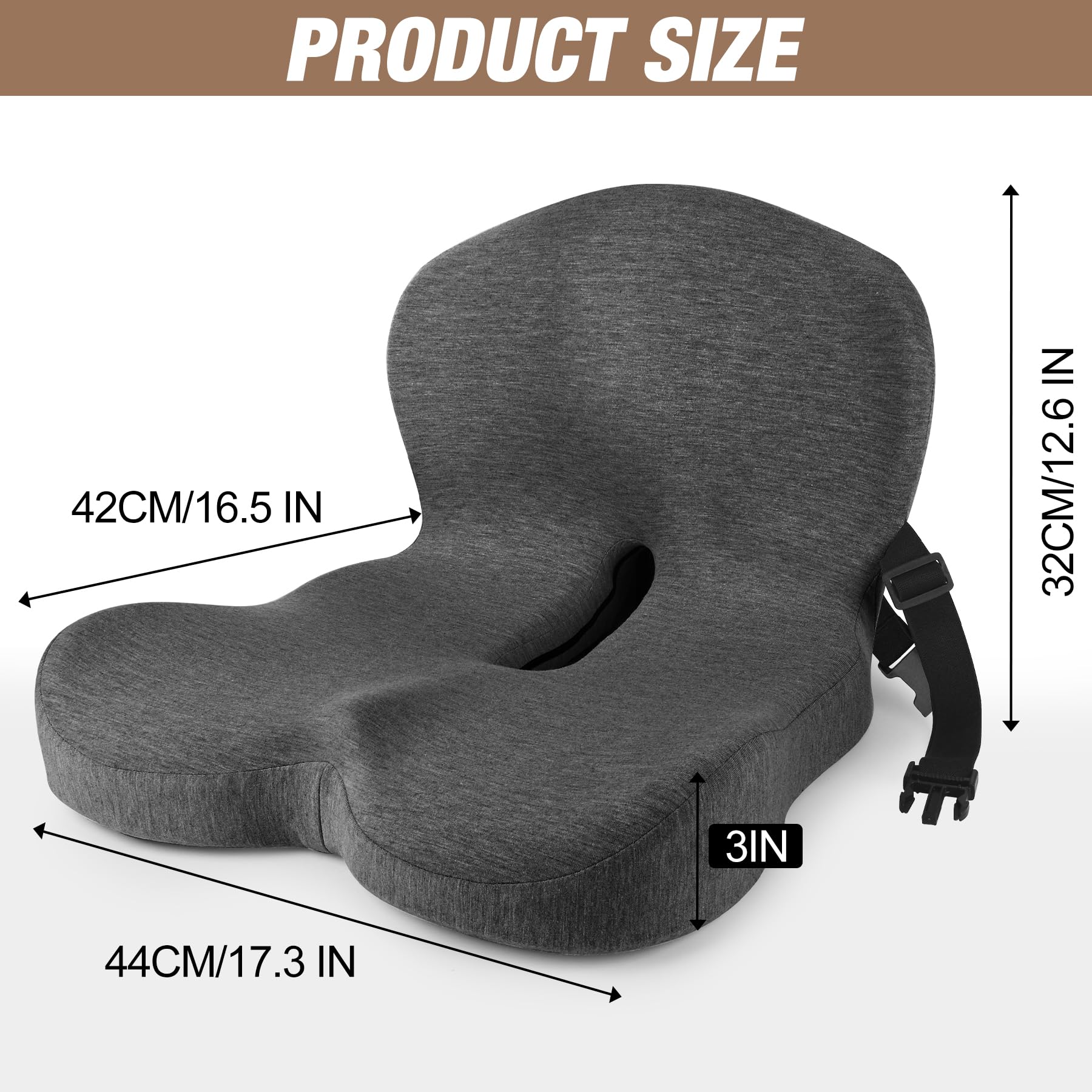 MYFAMIREA cushion provides 12.6 inch lumbar support for back relief.