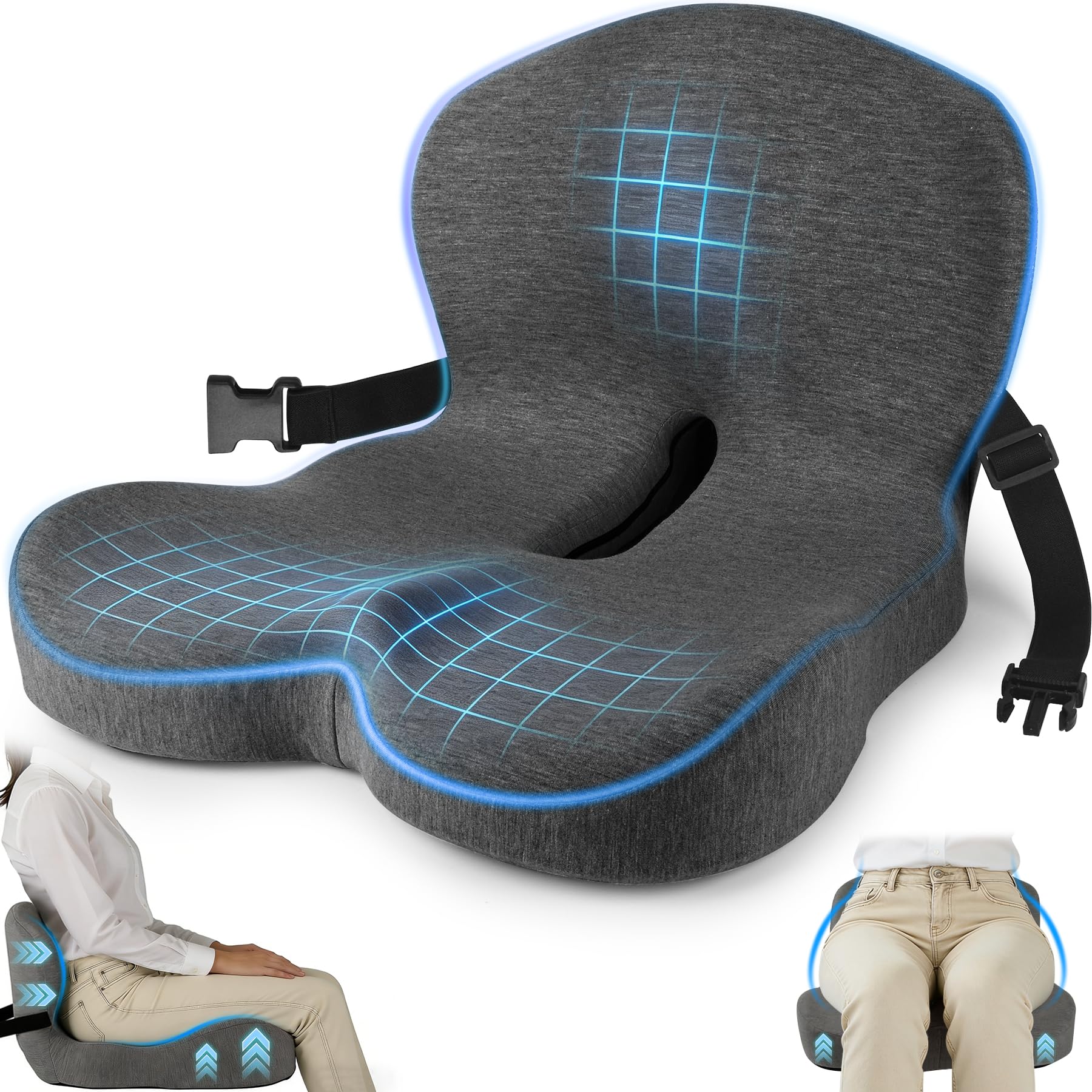 MYFAMIREA memory foam truck cushion with breathable mesh for all day comfort.