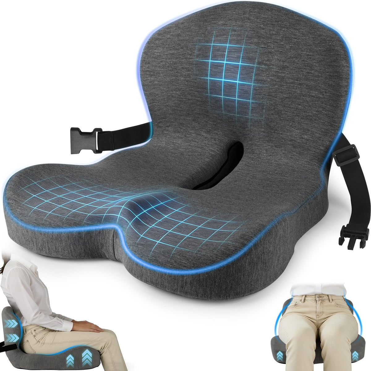 MYFAMIREA memory foam truck cushion with breathable mesh for all day comfort.