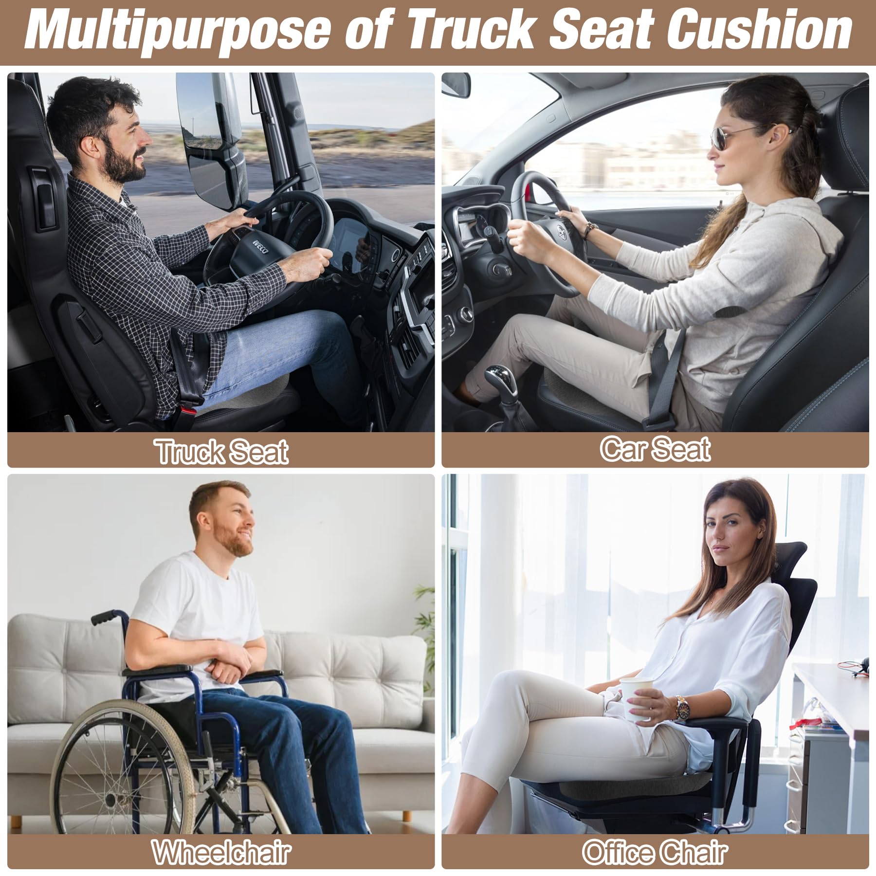 MYFAMIREA truck cushion with slip-resistant bottom for secure placement.