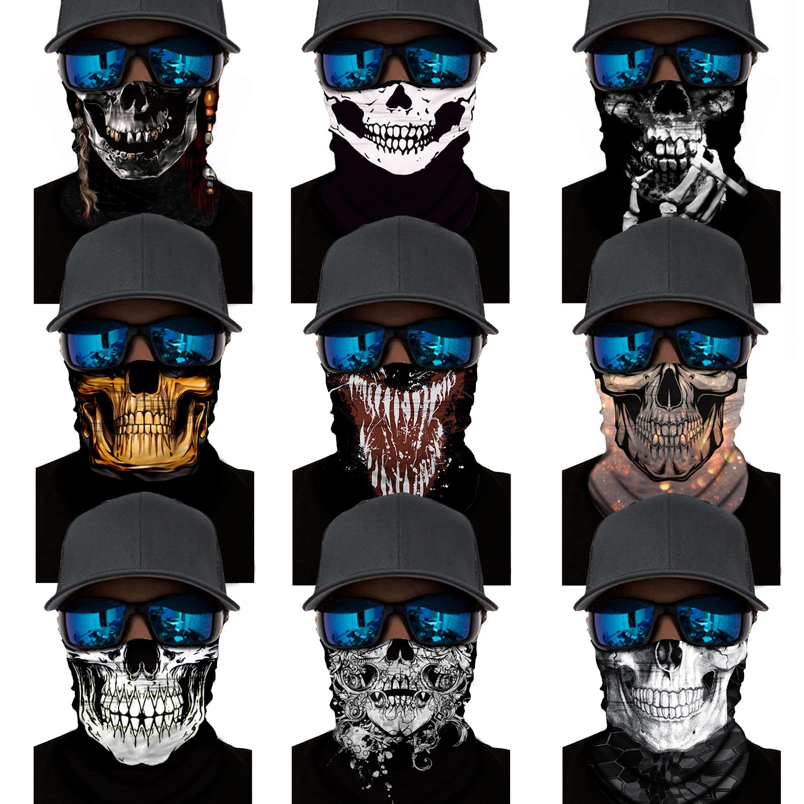 M-YOUNG 9-pack neck gaiter in soft breathable fabric keeps you cool during activity.