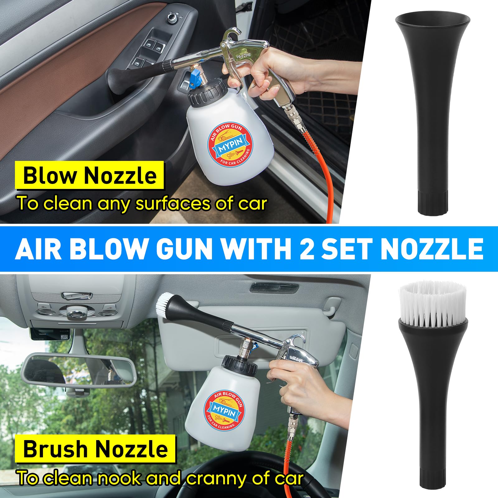 Ergonomic aluminium body of MYPIN cleaning gun for comfortable use