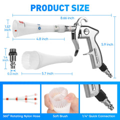 MYPIN car cleaning gun with dual nozzles targets tight spaces effectively.