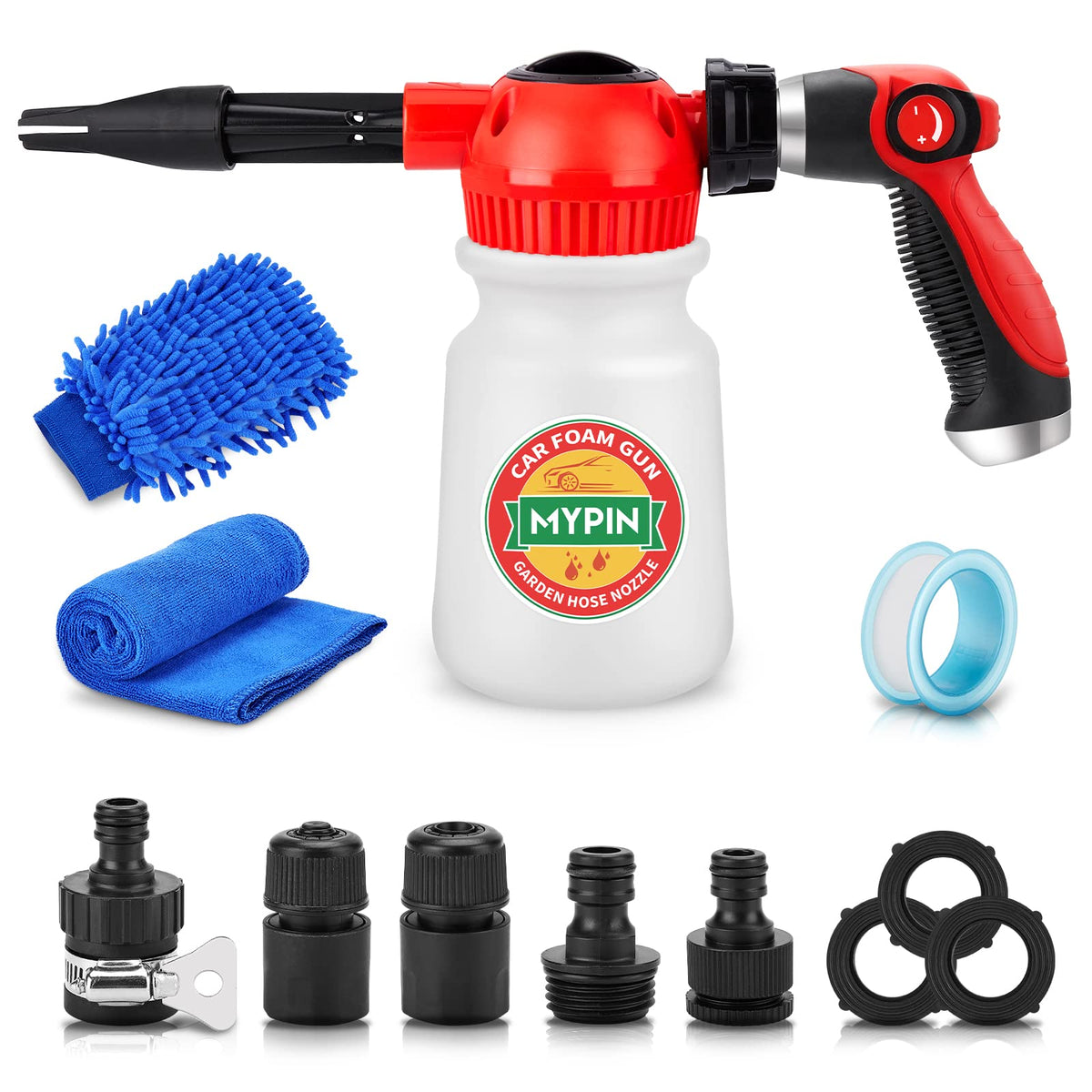 MYPIN New Rotary Dial foam gun for car cleaning and garden watering with adjustable foam