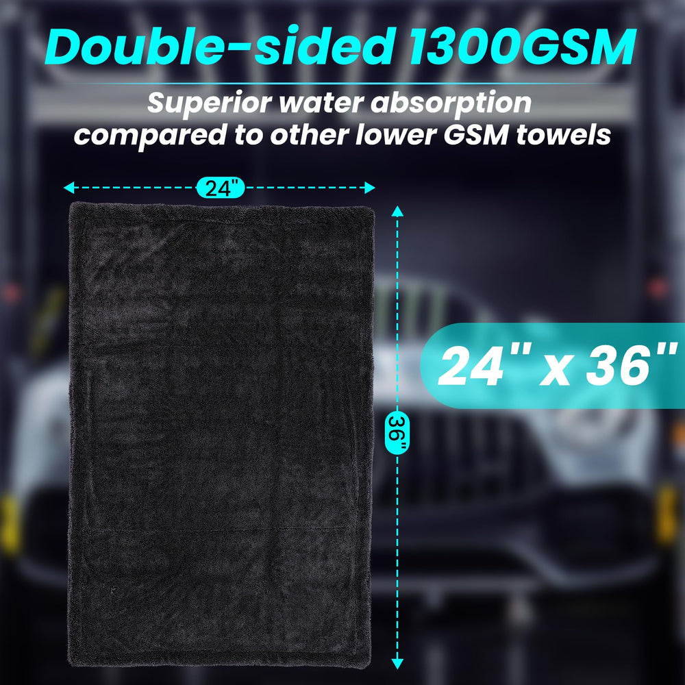 Mysticline 1300gsm microfiber towel close-up, ultra-absorbent for rapid car drying.