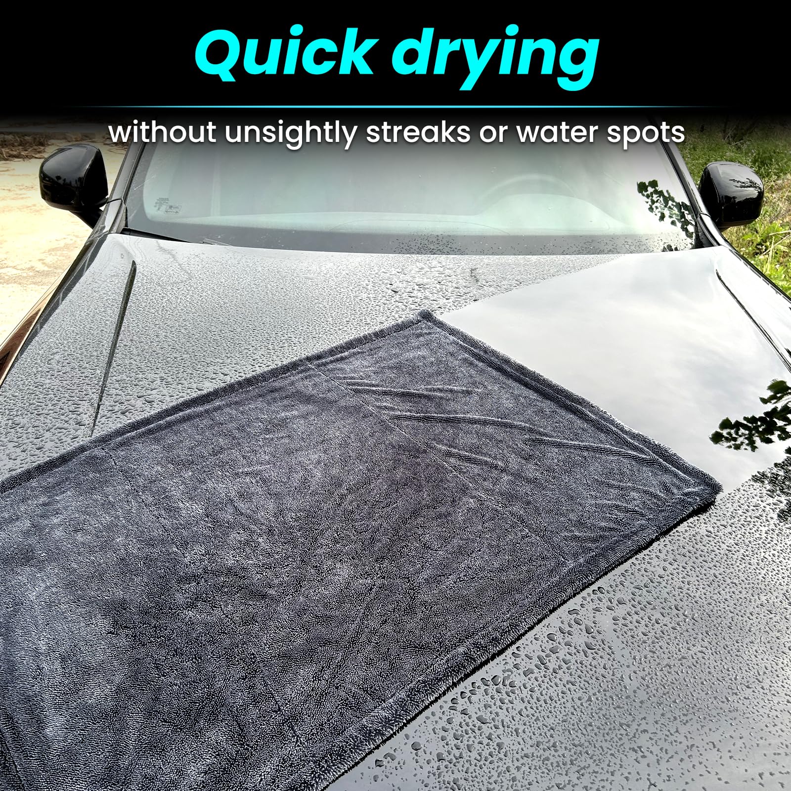 Mysticline edgeless microfiber towel, scratch-free wipe to protect paint during detailing.
