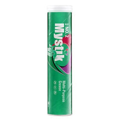 Mystik JT-6 amber grease bottle showing low staining and rust protection benefits