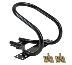 Mytee Products 7in wheel chock top view emphasizing compact, space-saving design.