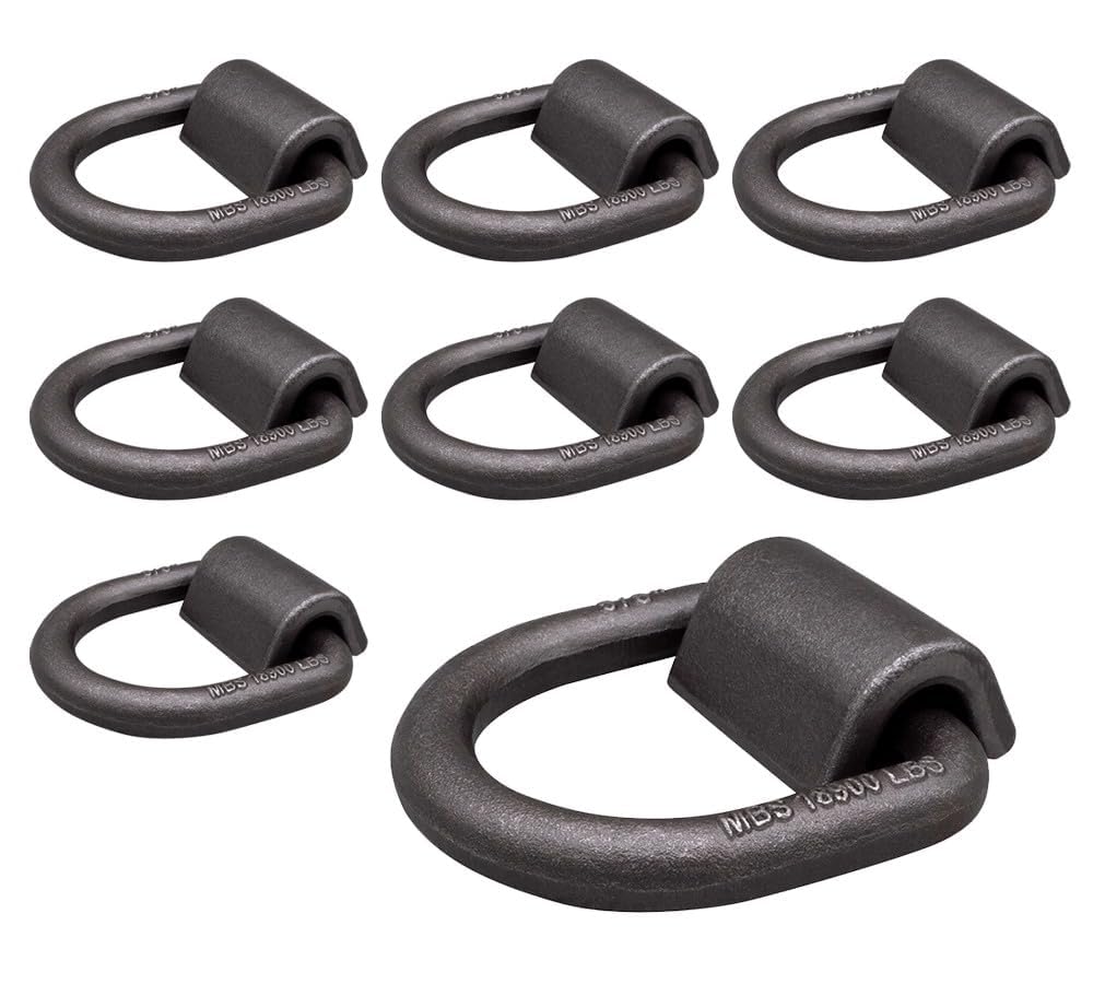 Mytee Products 8-pack 5/8 inch heavy-duty weld-on D-ring closeup for secure tie-downs.
