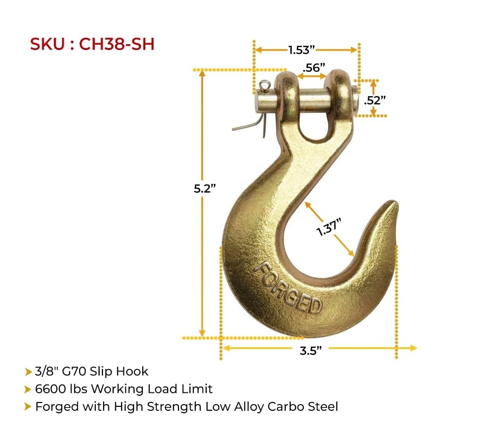 Mytee Products slip hook closeup highlighting forged steel construction.