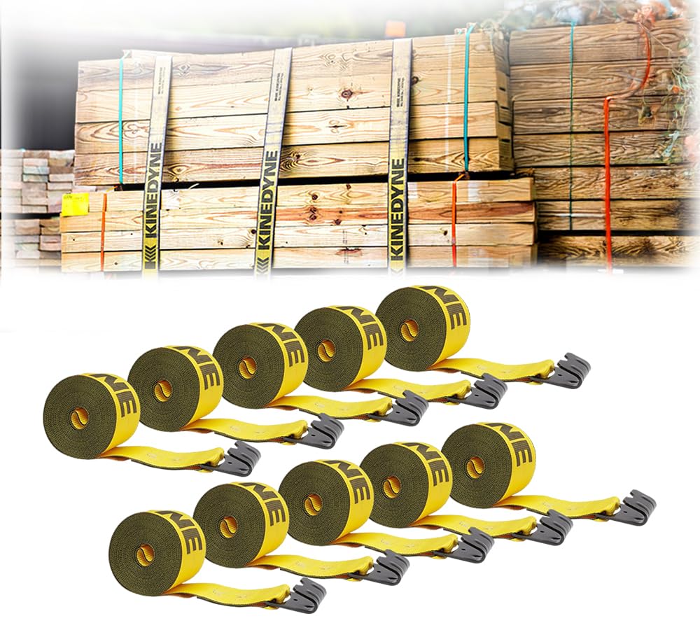 Mytee Products Kinedyne winch strap with 4in webbing for secure flatbed cargo.