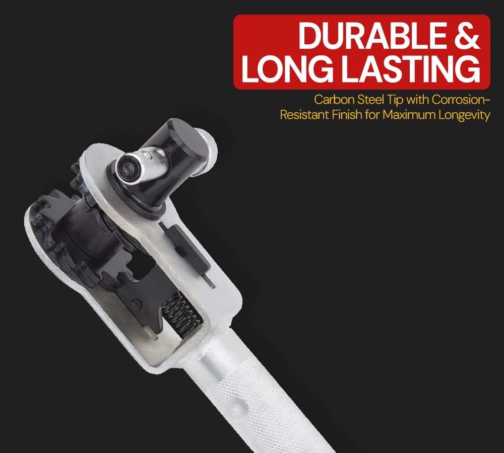Mytee Products knurled non-slip handle improves grip during tensioning.