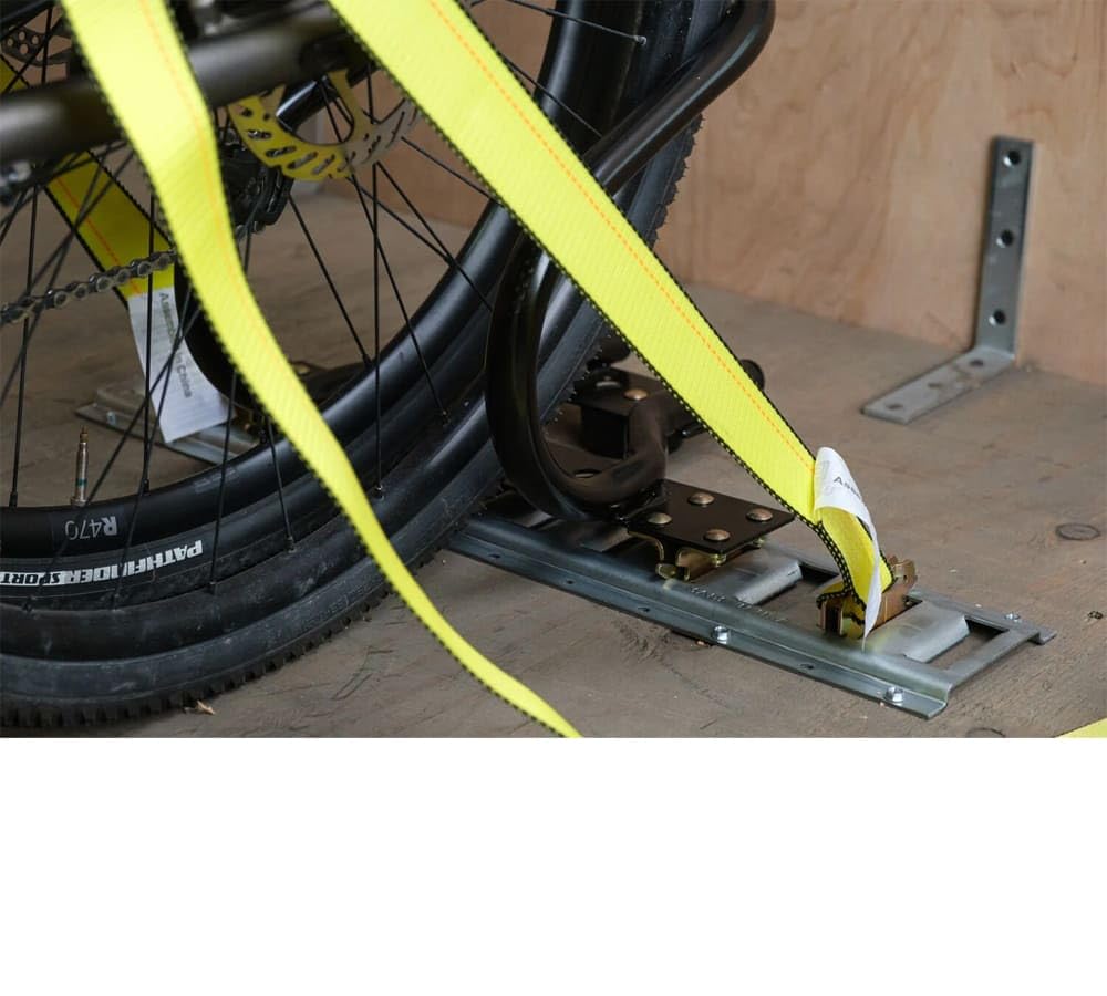 Solid steel construction close-up from Mytee wheel chock for reliability.