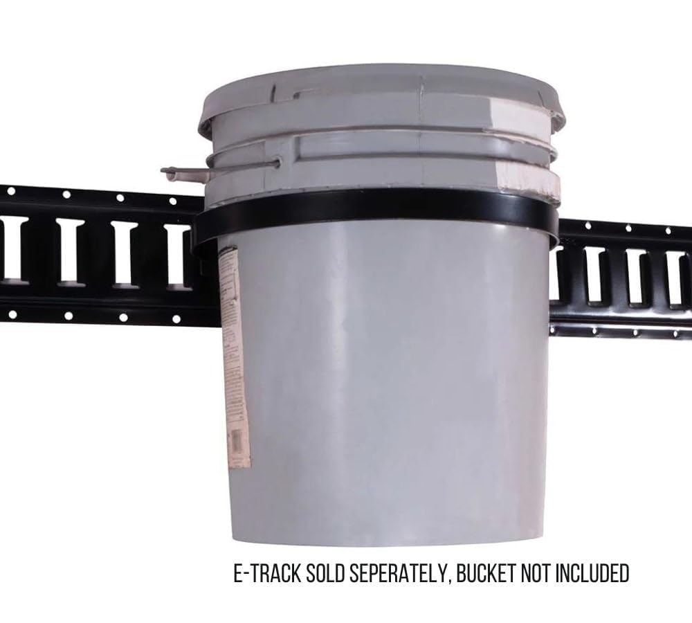 Compact Mytee bucket holder used in a workshop for efficient storage.