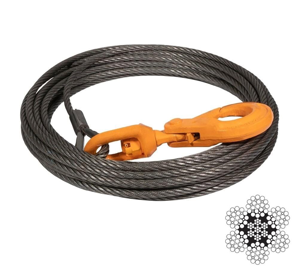Mytee Products winch cable 3/8in 75ft steel core for reliable towing and strength.