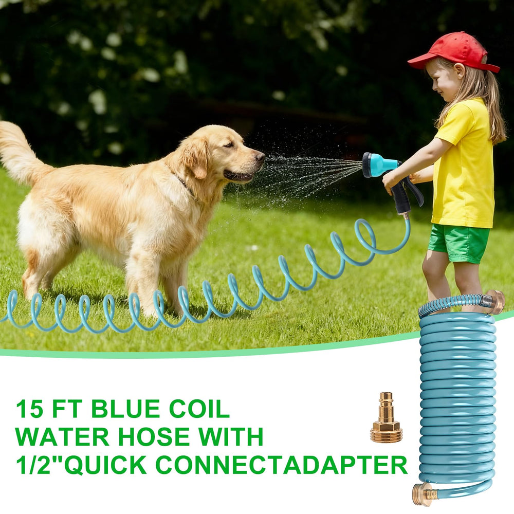 MytheeTale hose coil retracted for compact storage in tight spaces
