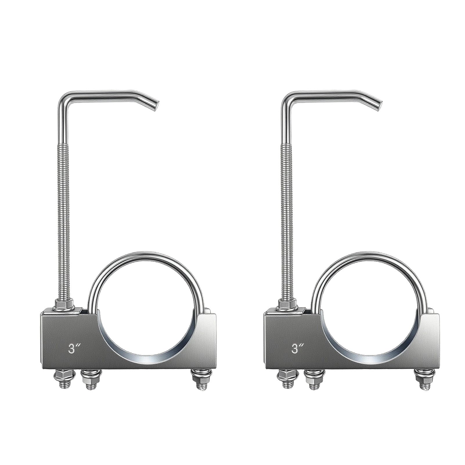 Myzpahn exhaust clamp 3in hanger closeup showing robust construction for durable fit.