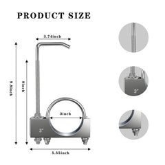 Myzpahn universal 3in exhaust clamp and hanger assembly for cars and trucks.