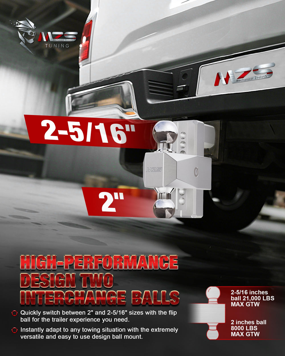 MZS 3-inch receiver compatibility for a precise hitch fit
