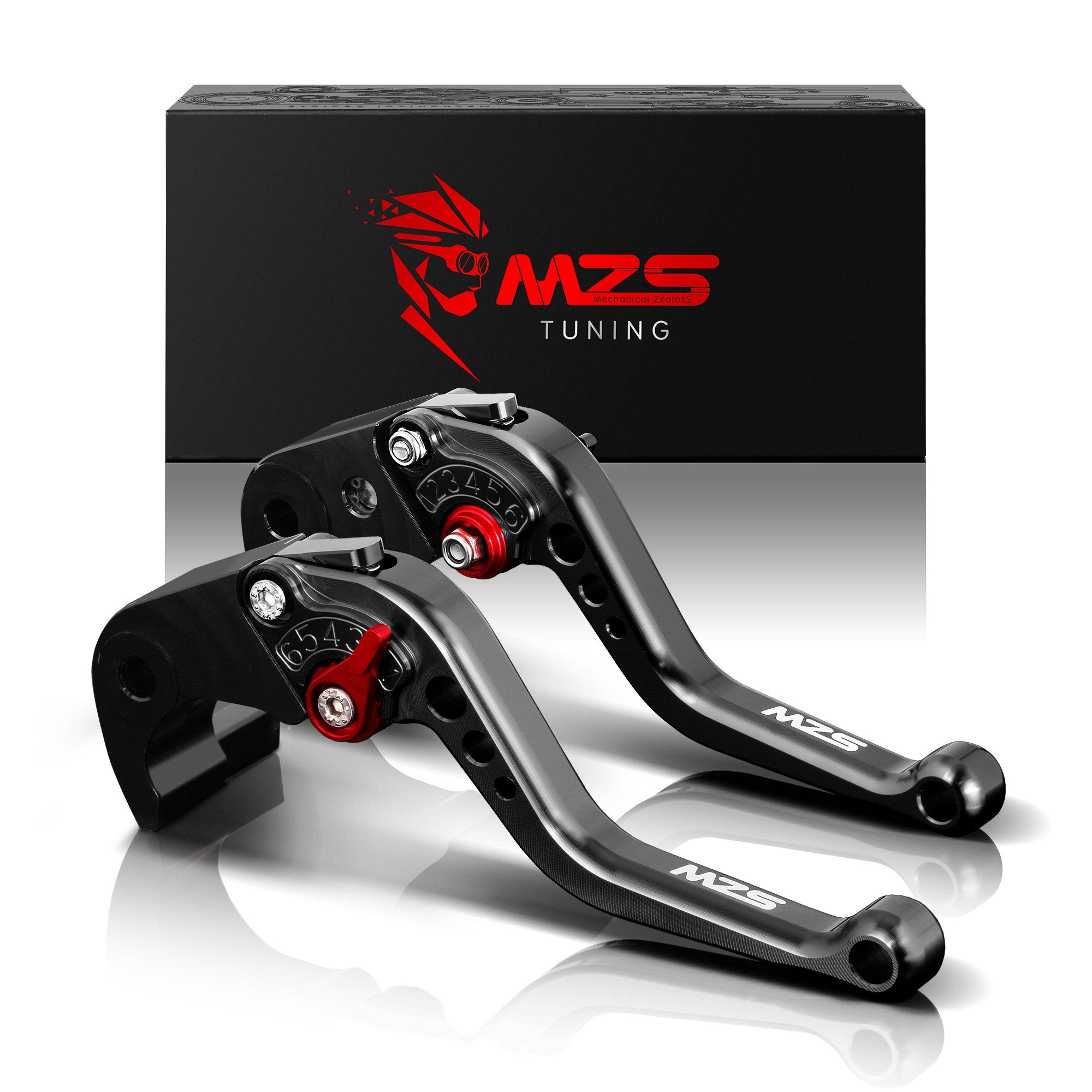 MZS black adjustable short lever for GROM MSX125 improves reach for precise braking