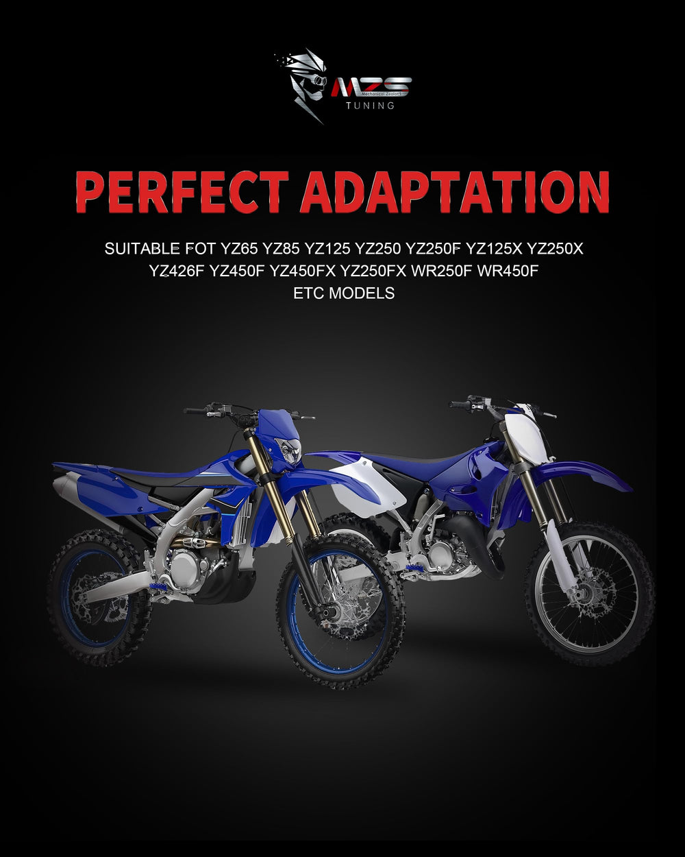 Blue anodized finish adds visual appeal and rider visibility
