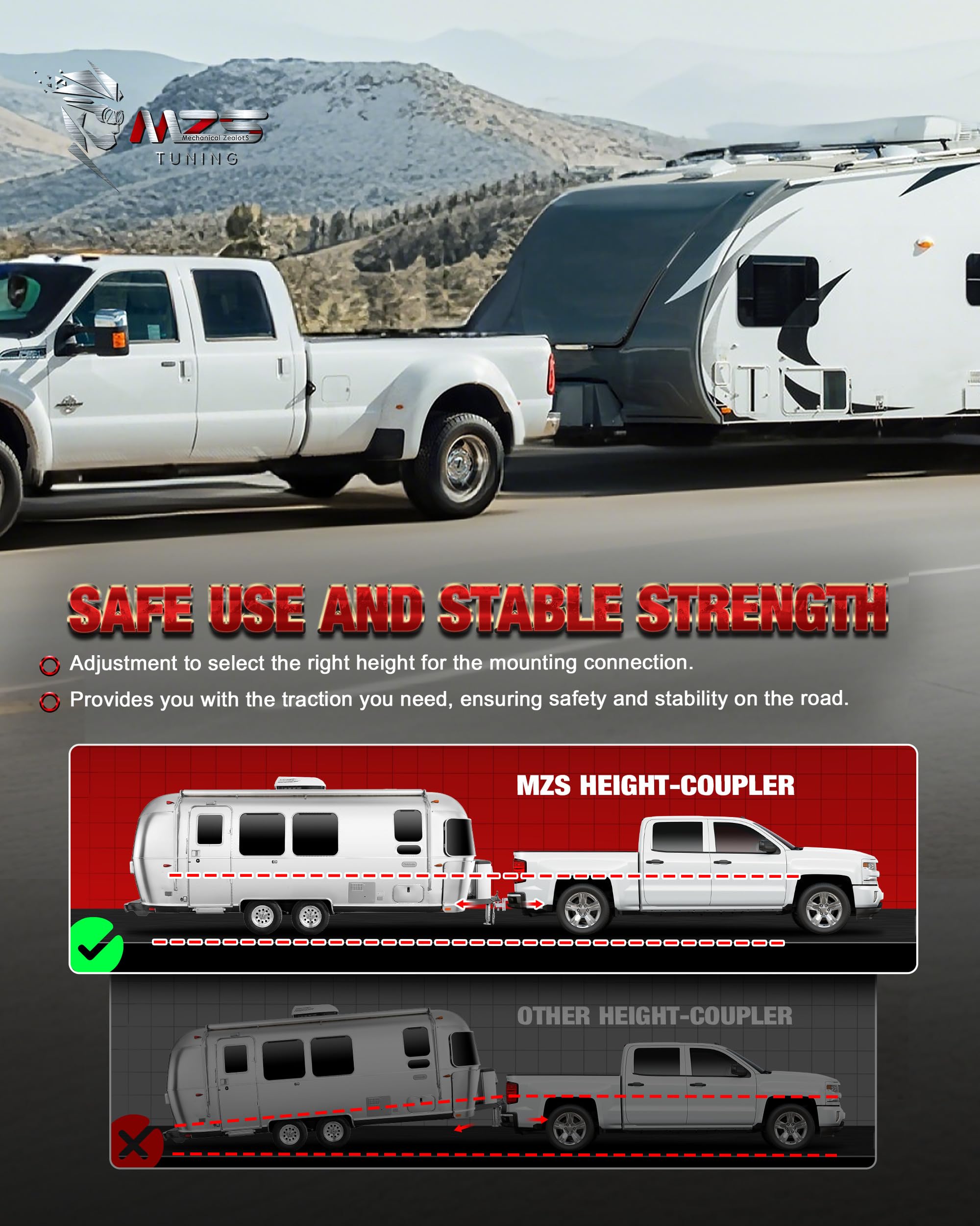 MZS heavy-duty aluminum mount delivering durable towing strength
