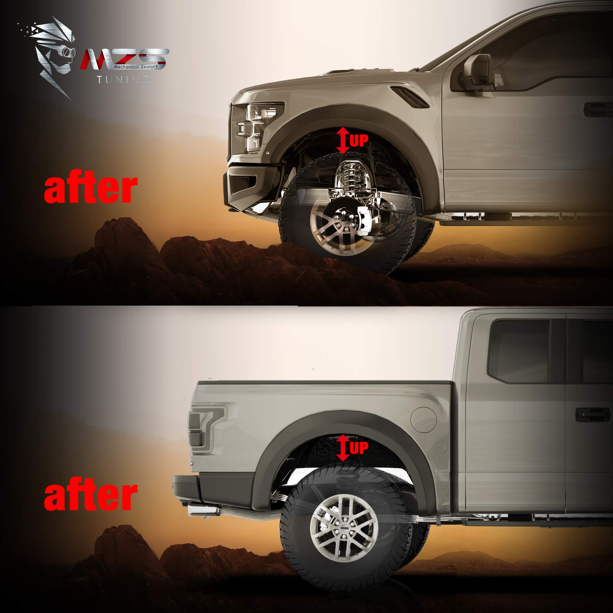 MZS leveling kit requires alignment after installation to restore factory specs.