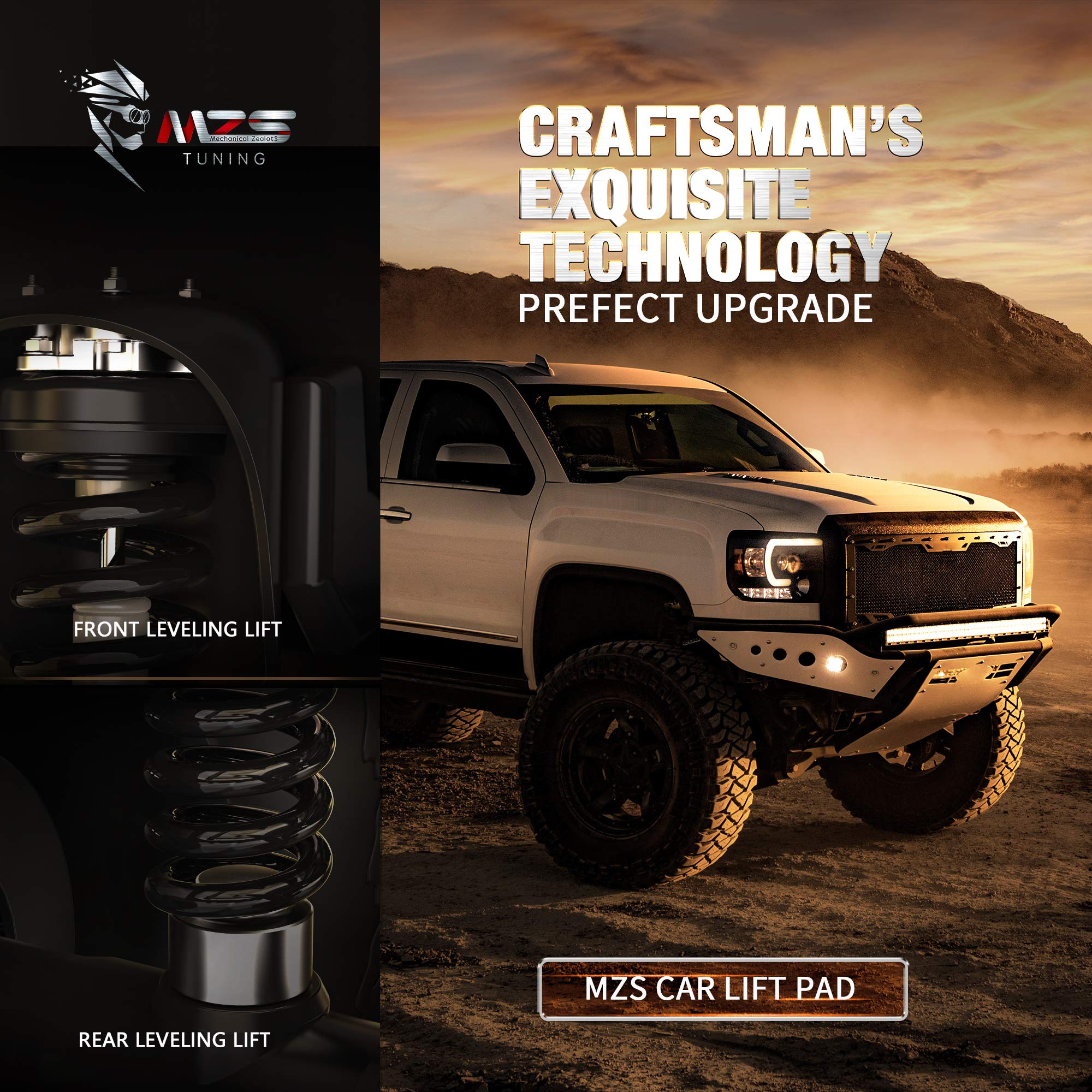 MZS Leveling Kit rear spacers image highlights improved stance and ground clearance.