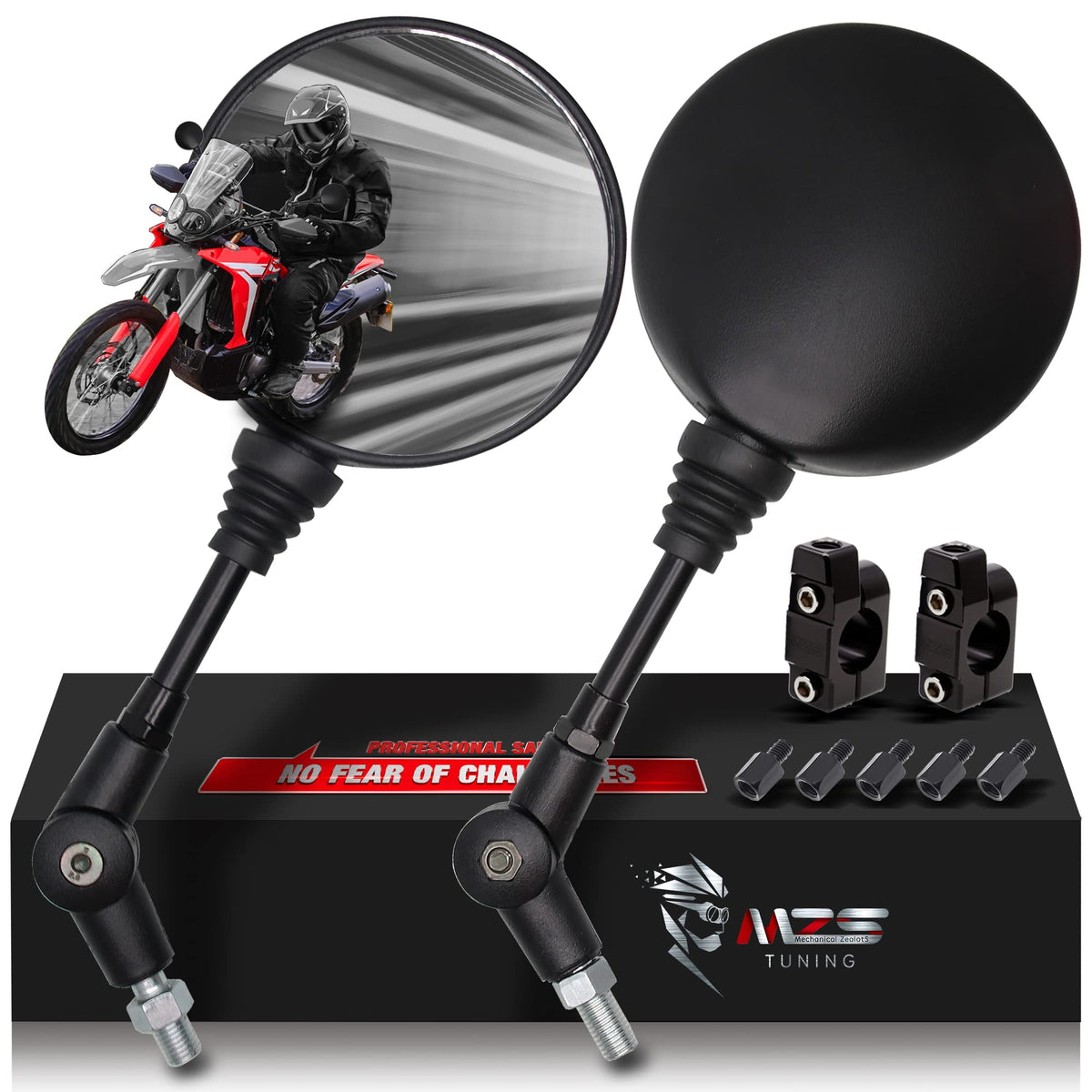 MZS motorcycle mirrors foldable bracket for easy mounting on 7/8 inch bars