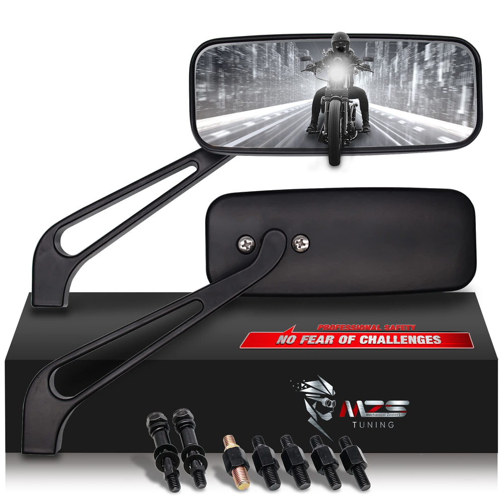 MZS rectangular rear-view mirror in black with universal fit