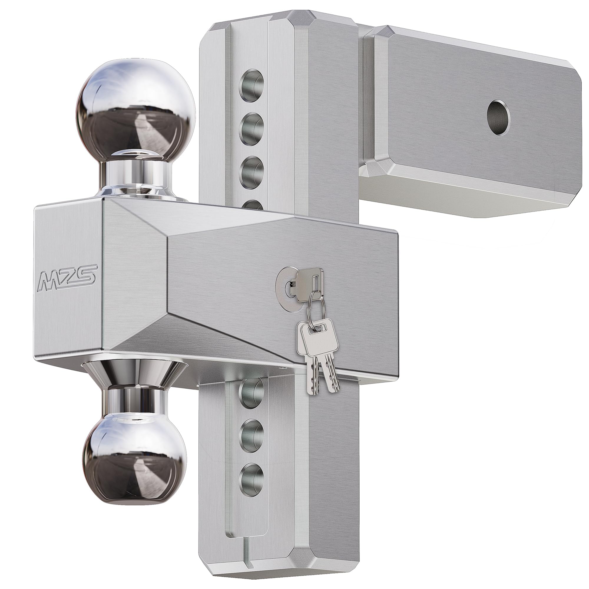 MZS Upgraded Aluminum adjustable trailer hitch in receiver view for versatile towing.
