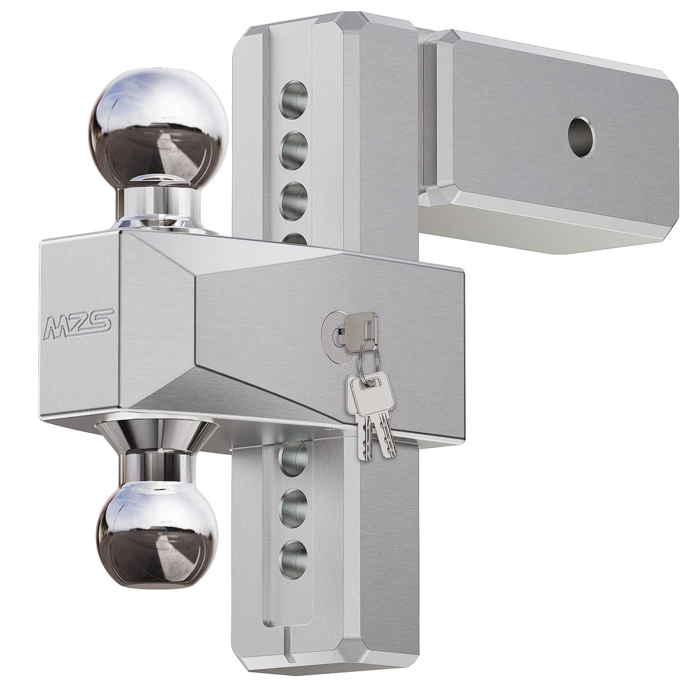 MZS Upgraded Aluminum adjustable trailer hitch in receiver view for versatile towing.