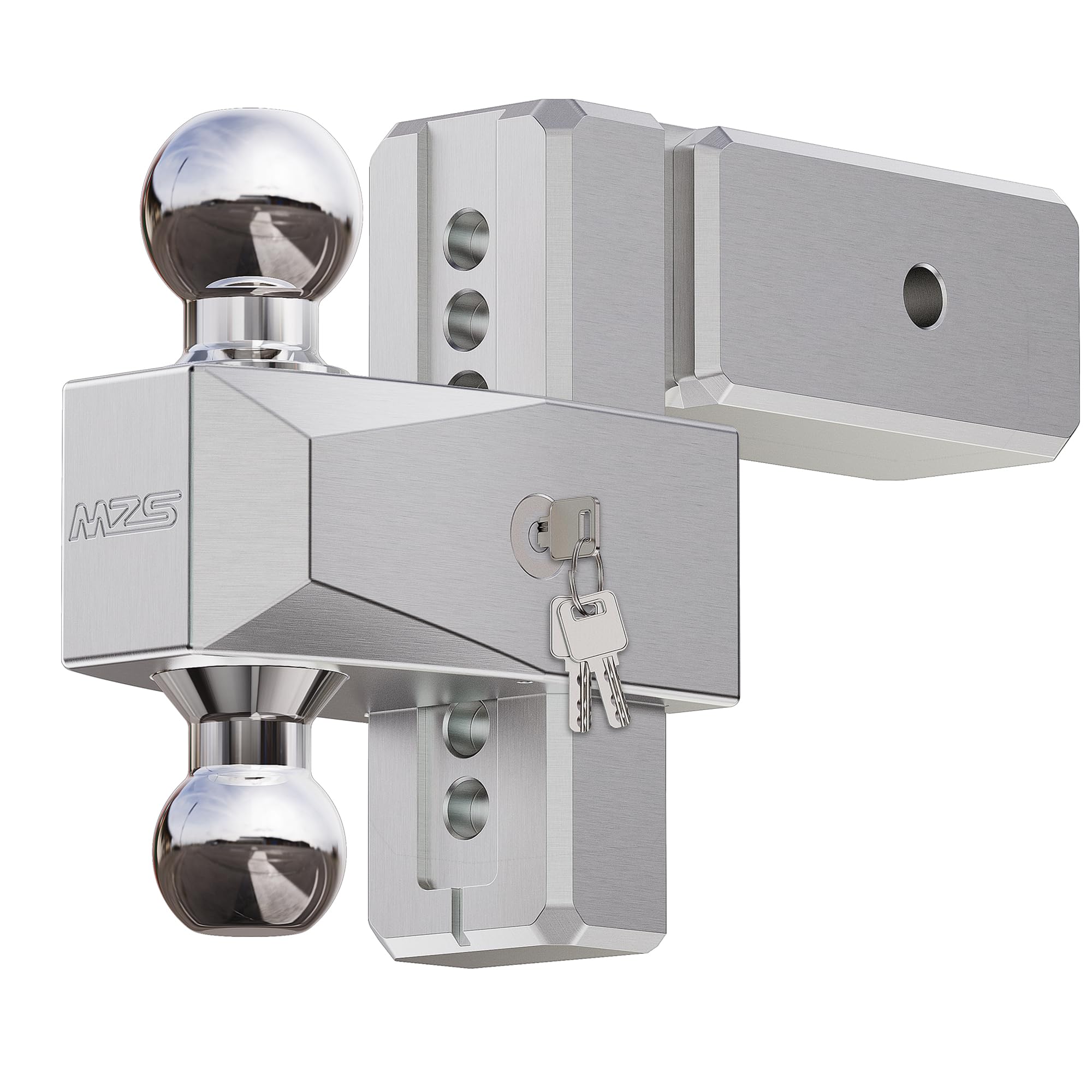 MZS Upgraded Aluminum Adjustable Trailer Hitch with 6in drop for versatile towing setups