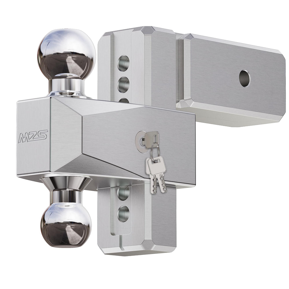 MZS Upgraded Aluminum Adjustable Trailer Hitch with 6in drop for versatile towing setups