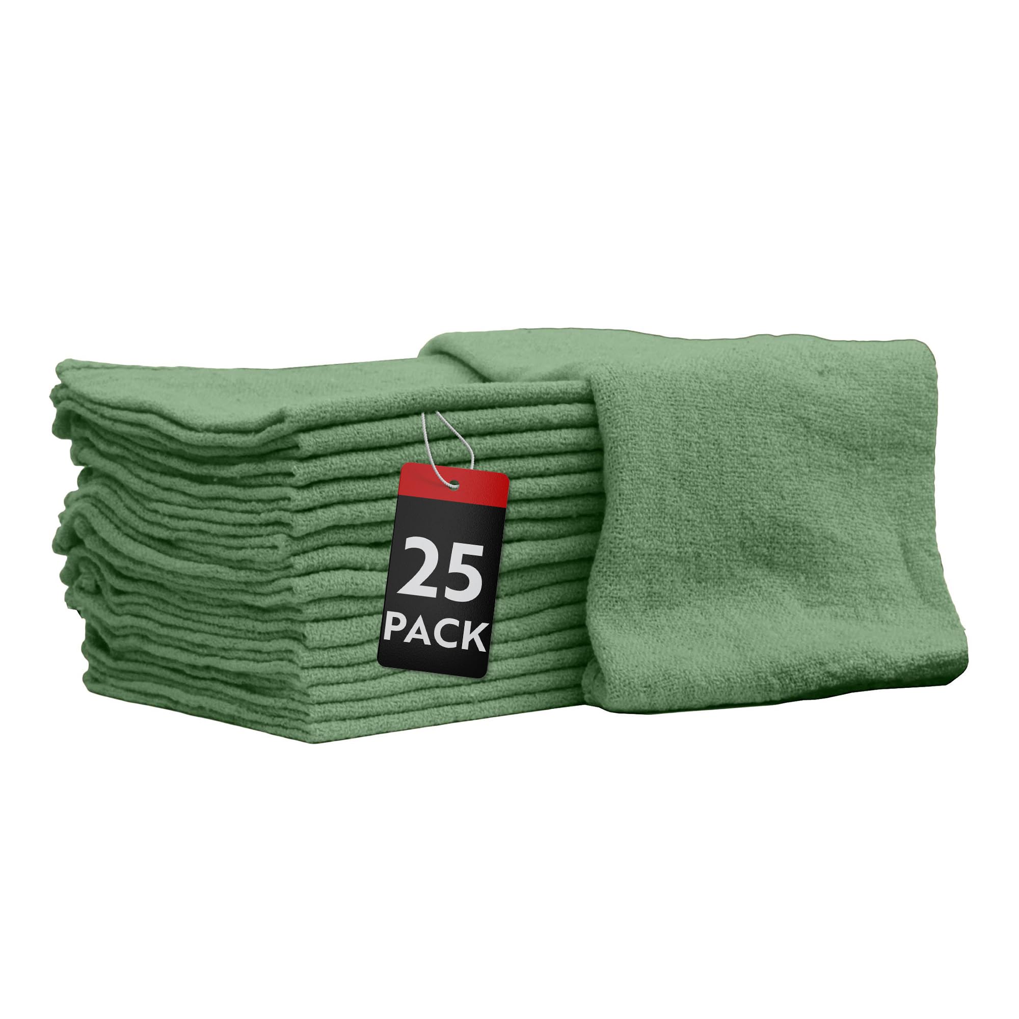 Nabob Wipers shop towels 25-pack green, ideal for bulk garage cleaning tasks.