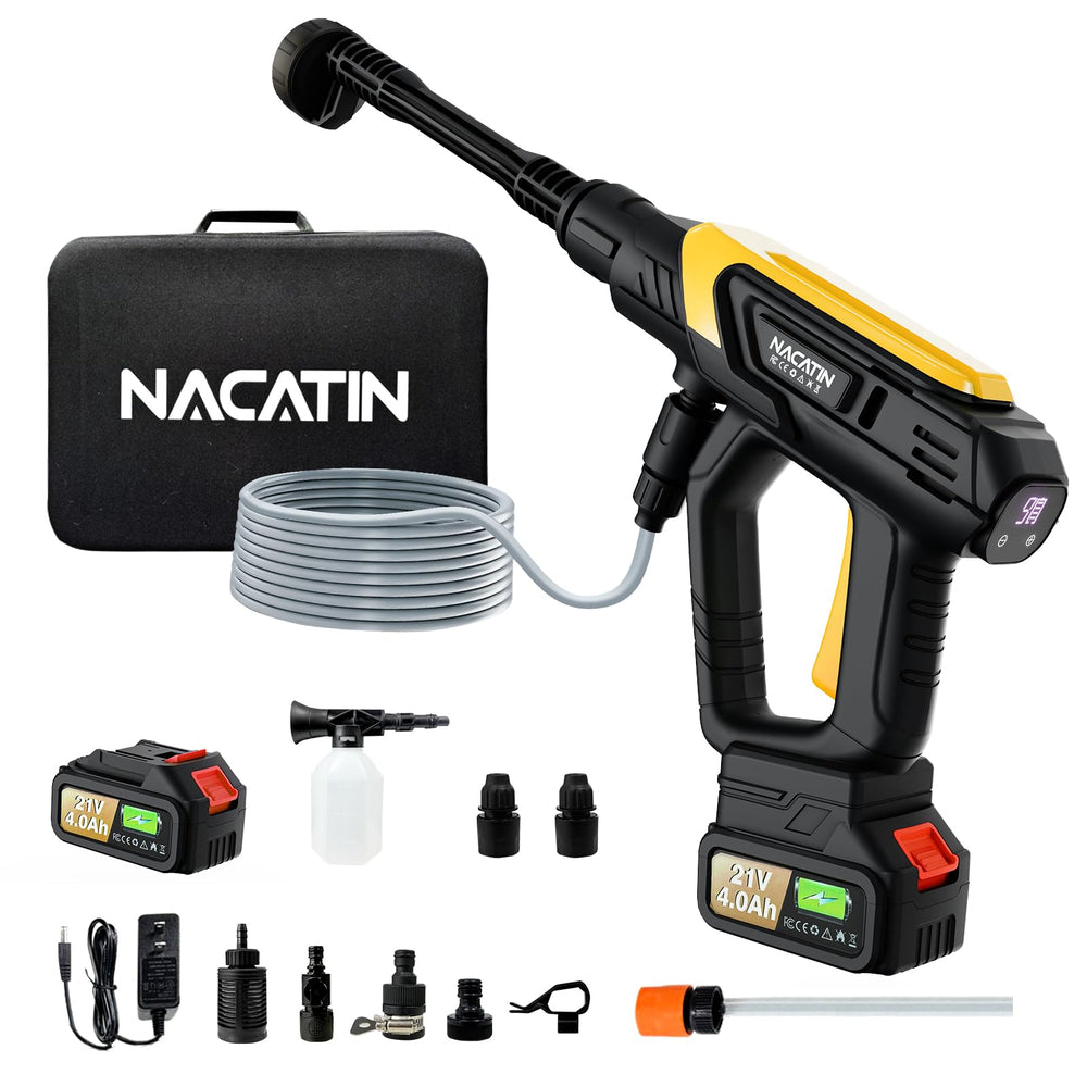 NACATIN cordless washer with battery for portable outdoor cleaning on cars and patios