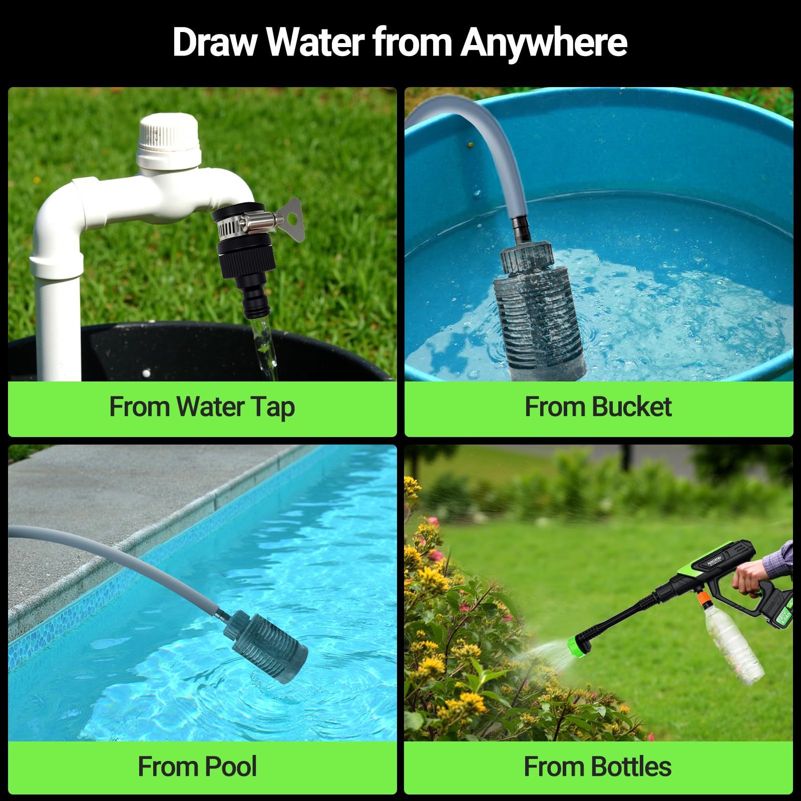 NACATIN water intake options with adapters and extended reach