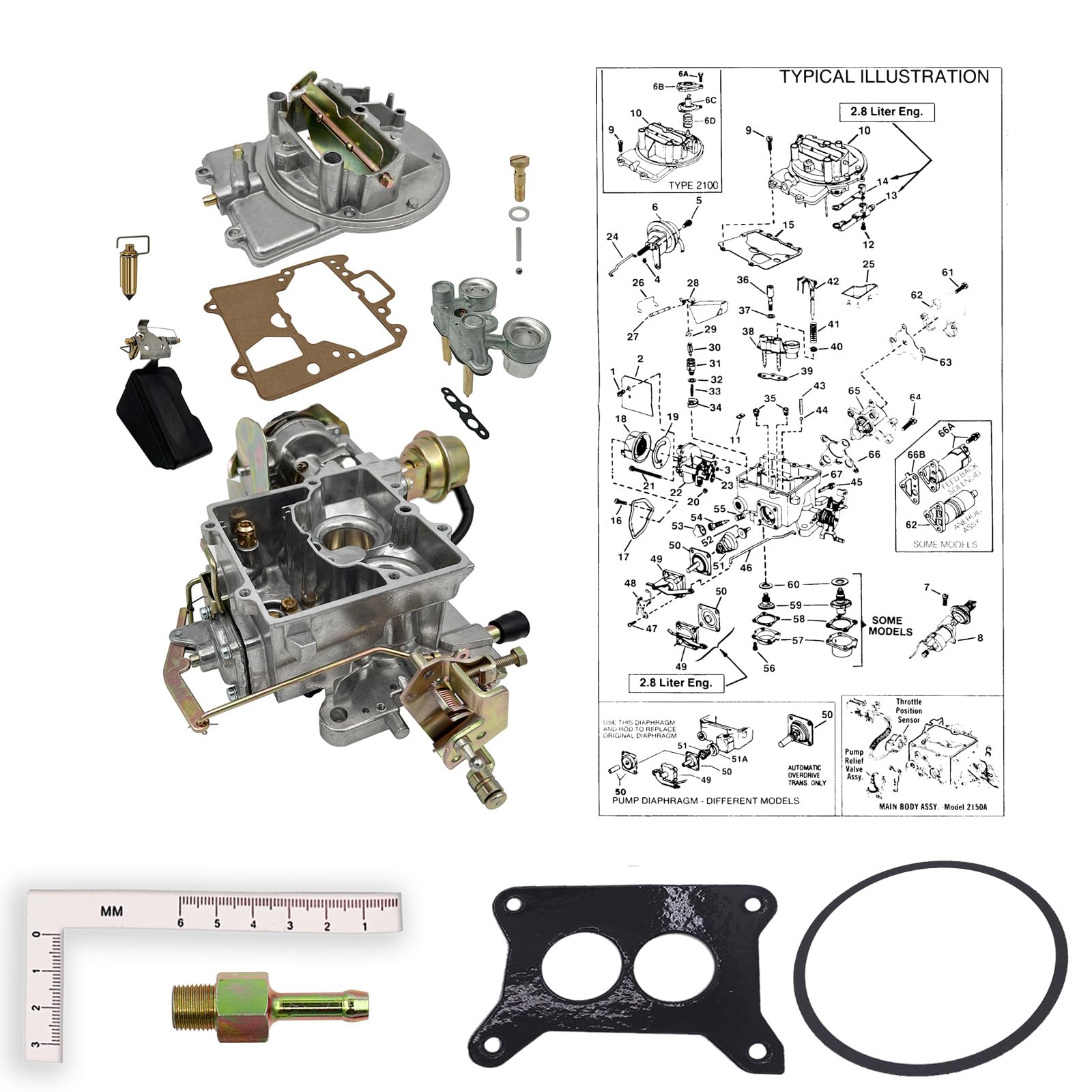 NACHUAN 2100-2150 carburetor side view highlights compact direct replacement design.