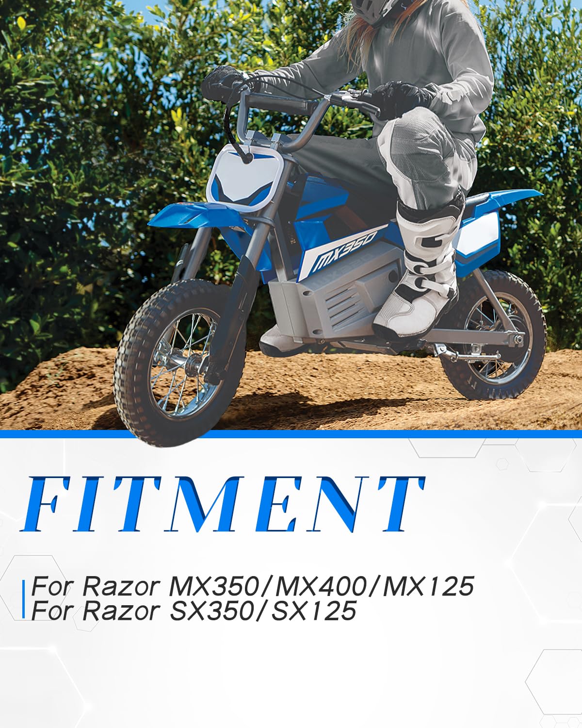 NACORE MX350 kickstand mounted on a Razor bike for stable parking on varied surfaces.