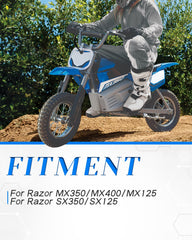 NACORE MX350 kickstand mounted on a Razor bike for stable parking on varied surfaces.
