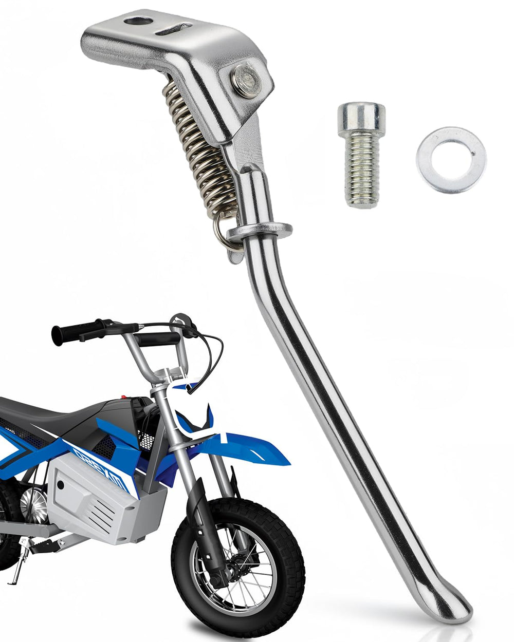 NACORE MX350 kickstand side view highlighting forged aluminum build for durable bike support.
