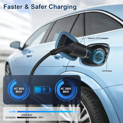 NACSTOCCS NACS to J1772 adapter delivering up to 80A at 240V for faster charging.